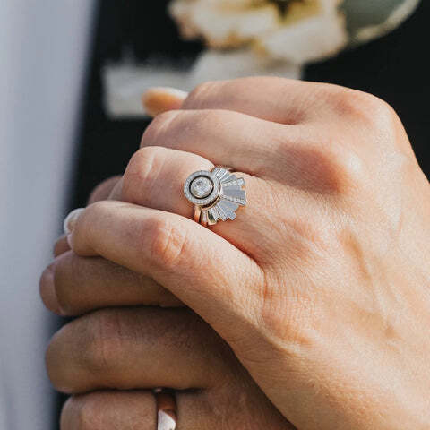 Abigail and Luke's wedding day. With Andrew Geoghegan Unique Engagement Rings and British Wedding RIngs