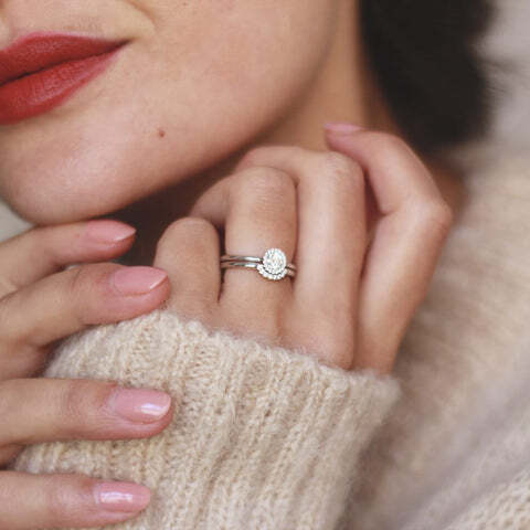 Unique Engagement Rings  - award winning Cannele by Andrew Geoghegan pictured here with the matching wedding ring - Explore one of the most highly regarded Engagement Ring Designers