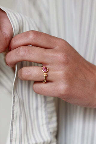 Satellite Bespoke Unique Engagement Ring with clashing gemstone colours