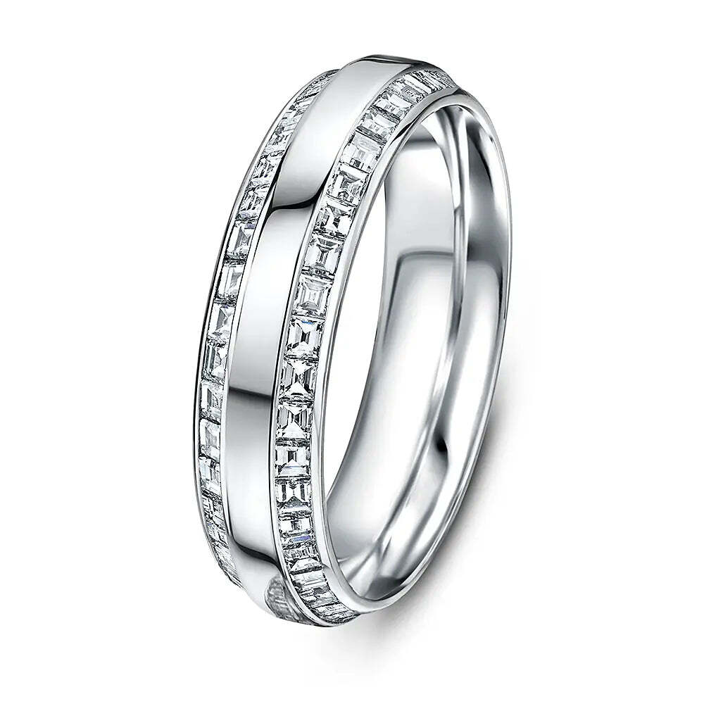 Gents Double Channel Tapered baguettes platinum uk